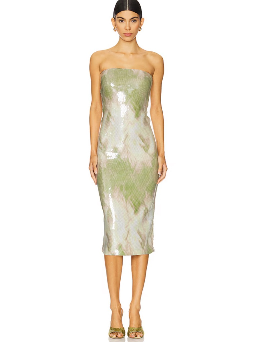 IN SEARCH OF: Alandra Midi Dress in Green & Beige- Camila Coelho